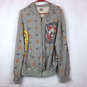Ed Harley Hoodie with Flaws Gray Skeleton XL